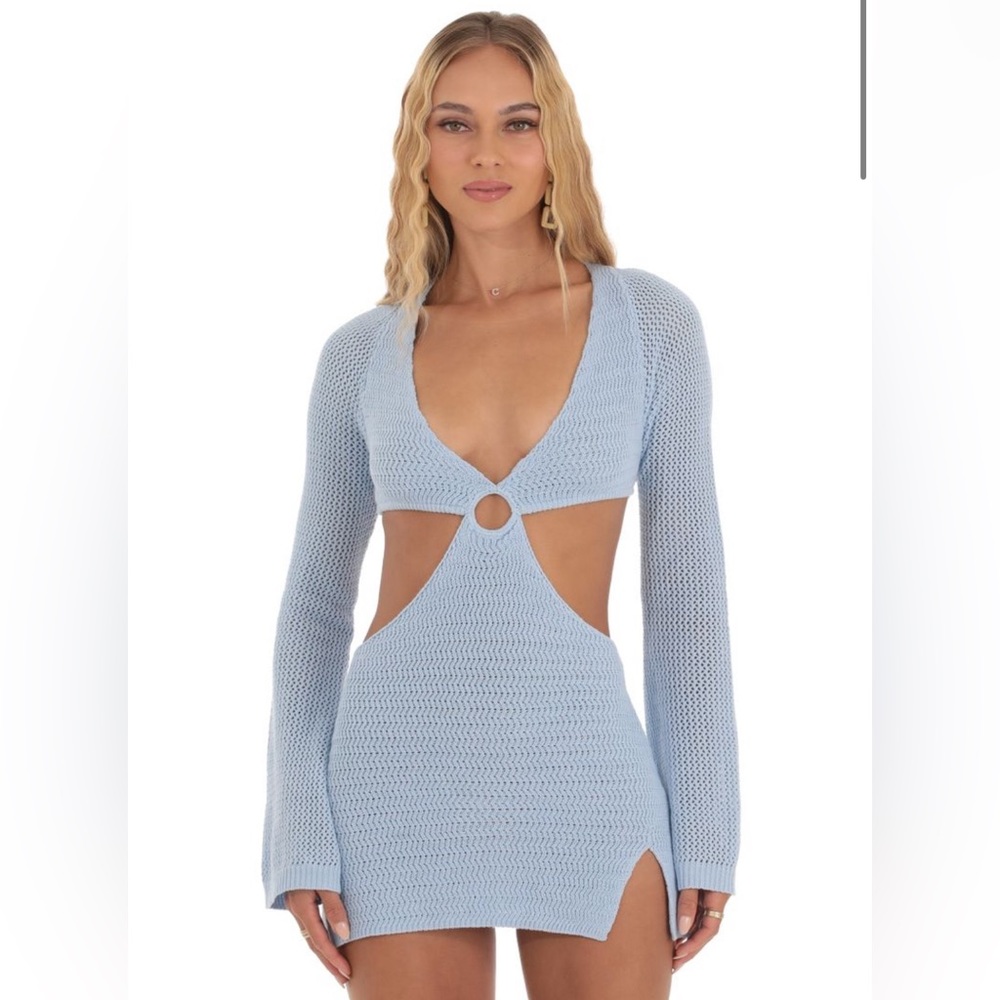 Audriana Crochet Dress in Blue